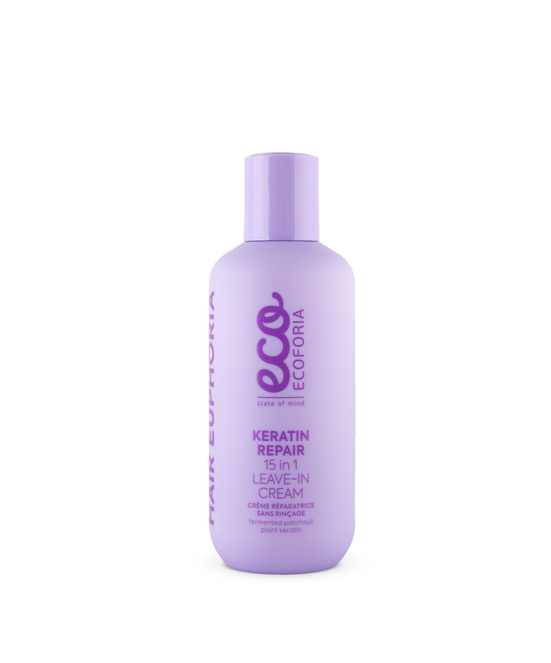 ECOFORIA Keratin Repair 5-in-1 leave-in cream 200 ml restores structure, strengthens brittle hair, and boosts elasticity