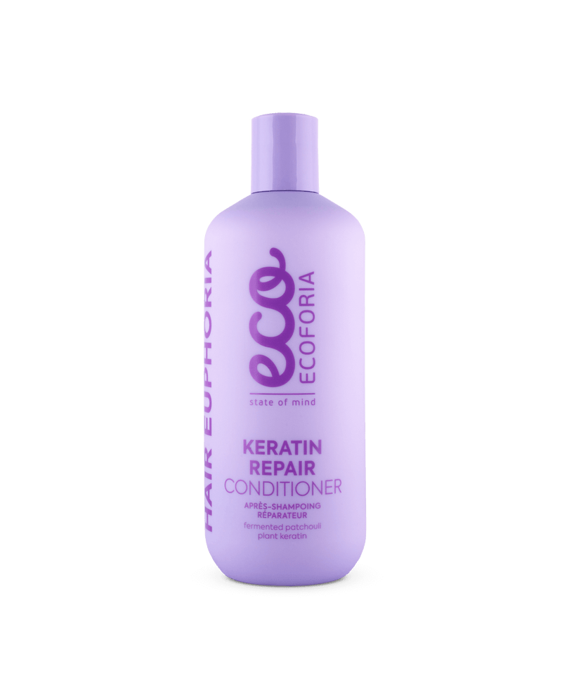 ECOFORIA Keratin Repair conditioner 400 ml restores damaged hair, improves elasticity, and strengthens from roots to tips