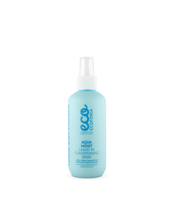 Ecoforia Aqua Moist Leave-In Conditioning Spray 200ml deeply moisturizes, detangles, protects hair from heat, and restores shine and softness