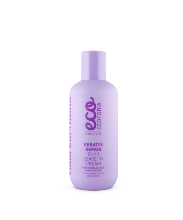 ECOFORIA Keratin Repair 5-in-1 leave-in cream 200 ml restores structure, strengthens brittle hair, and boosts elasticity