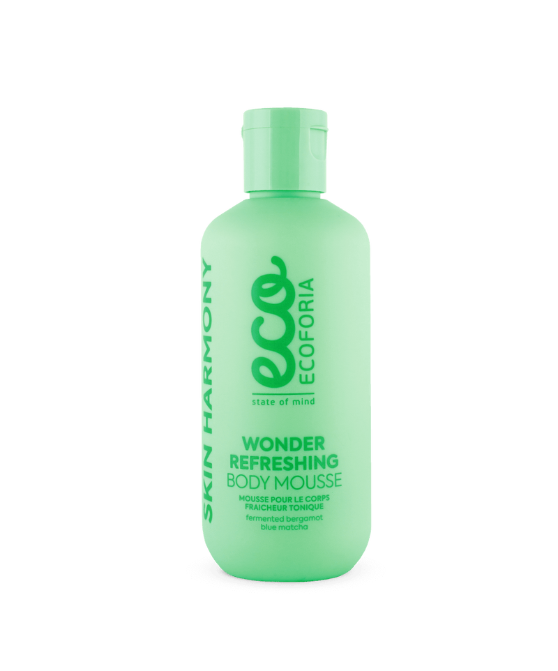 Ecoforia Wonder Refreshing Body Mousse 250ml lightweight mousse with fermented bergamot and blue matcha for glowing skin