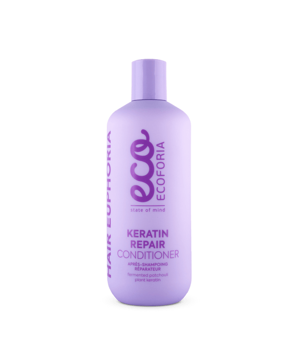 ECOFORIA Keratin Repair conditioner 400 ml restores damaged hair, improves elasticity, and strengthens from roots to tips